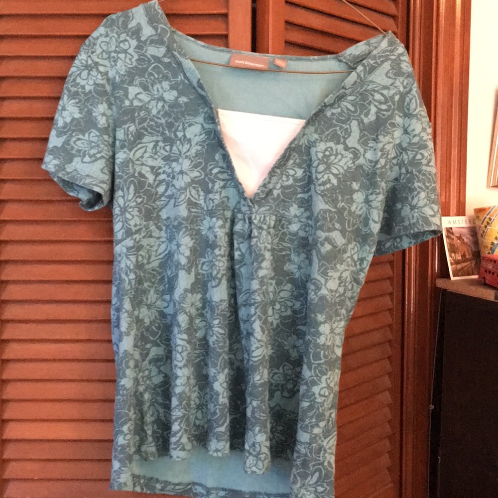 Teal floral cotton top